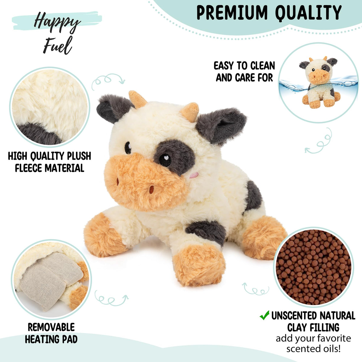 Happy Fuel cow plush makes a thoughtful gift for women and teens seeking calm.
