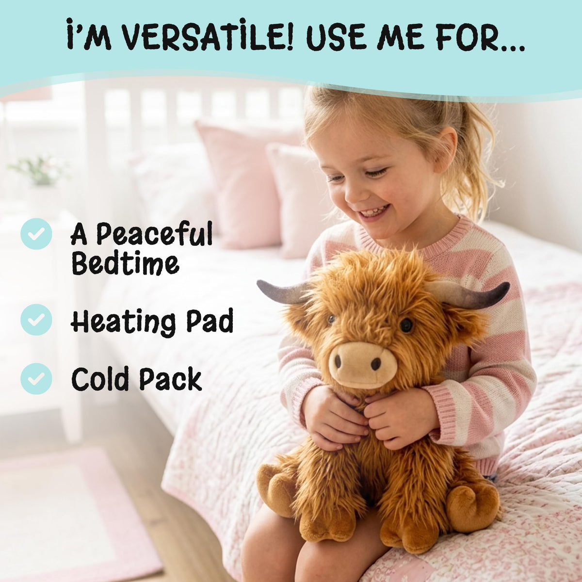 Happy Fuel Highland Cow plush makes a thoughtful gift for all ages.