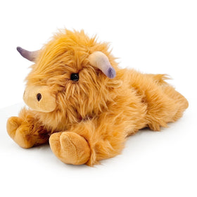 Happy Fuel Highland Cow microwavable plush ready for cozy, hug-like warmth.