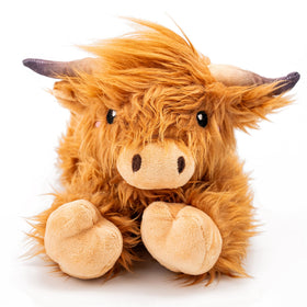 Happy Fuel Highland Cow microwavable stuffed animal offers cozy warmth for chilly nights