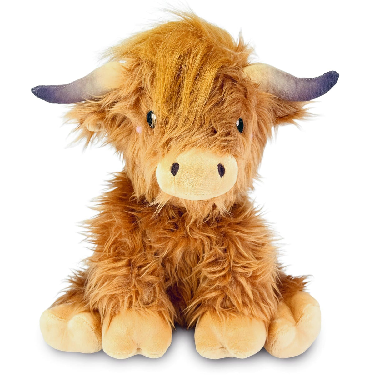 Happy Fuel Highland Cow Plush microwavable for cozy warmth and relaxation.
