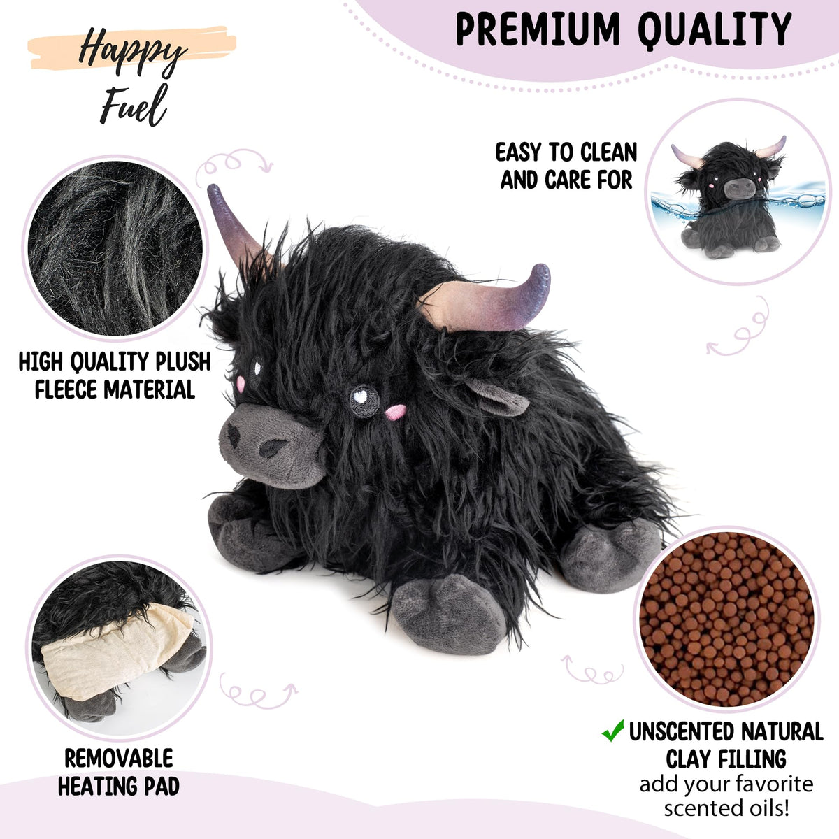 Happy Fuel Highland Cow soft plush pillow highlights cuddly comfort for relaxing evenings
