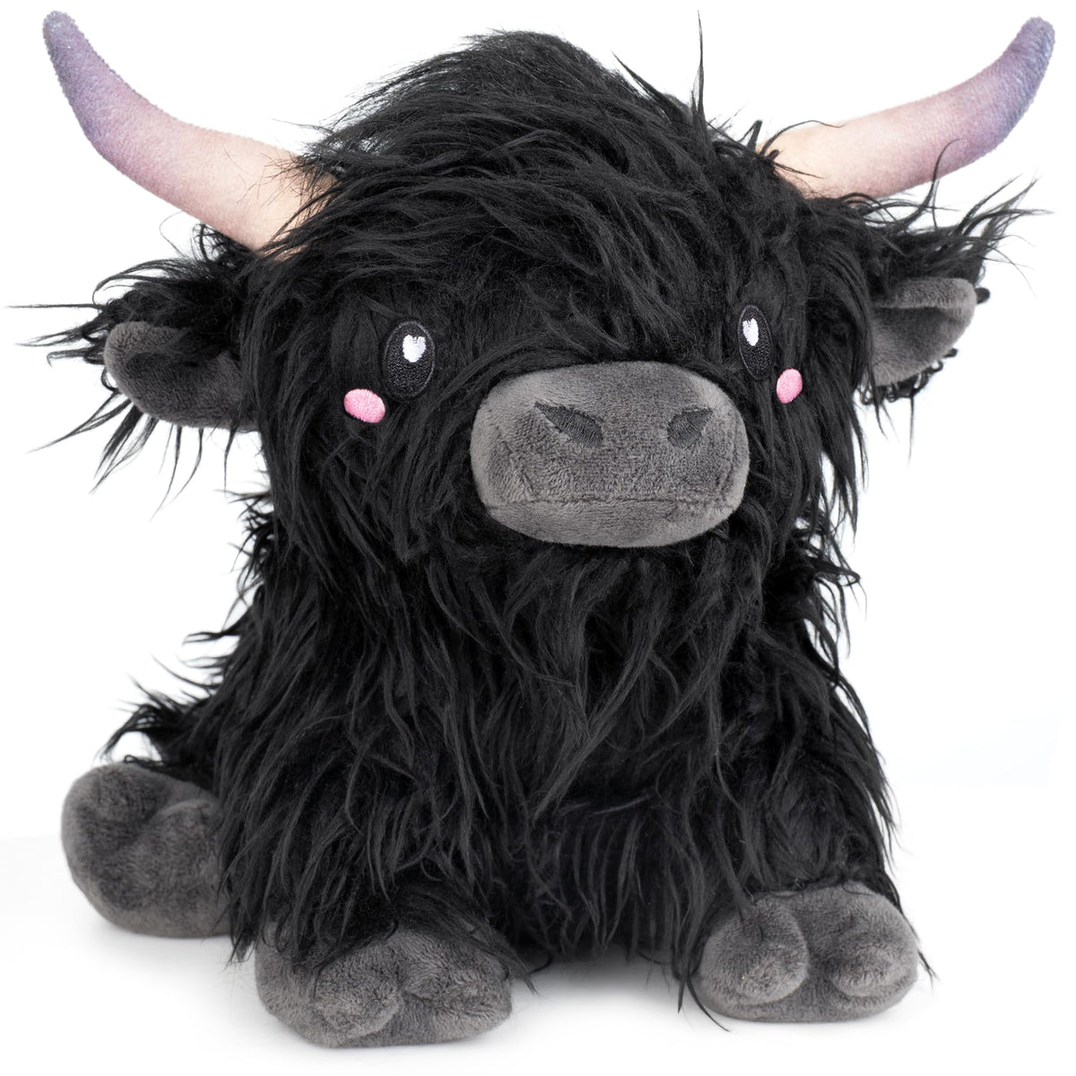 Happy Fuel Highland Cow heating pad top view showing cozy warmth in plush form