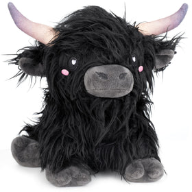 Happy Fuel Highland Cow heating pad top view showing cozy warmth in plush form