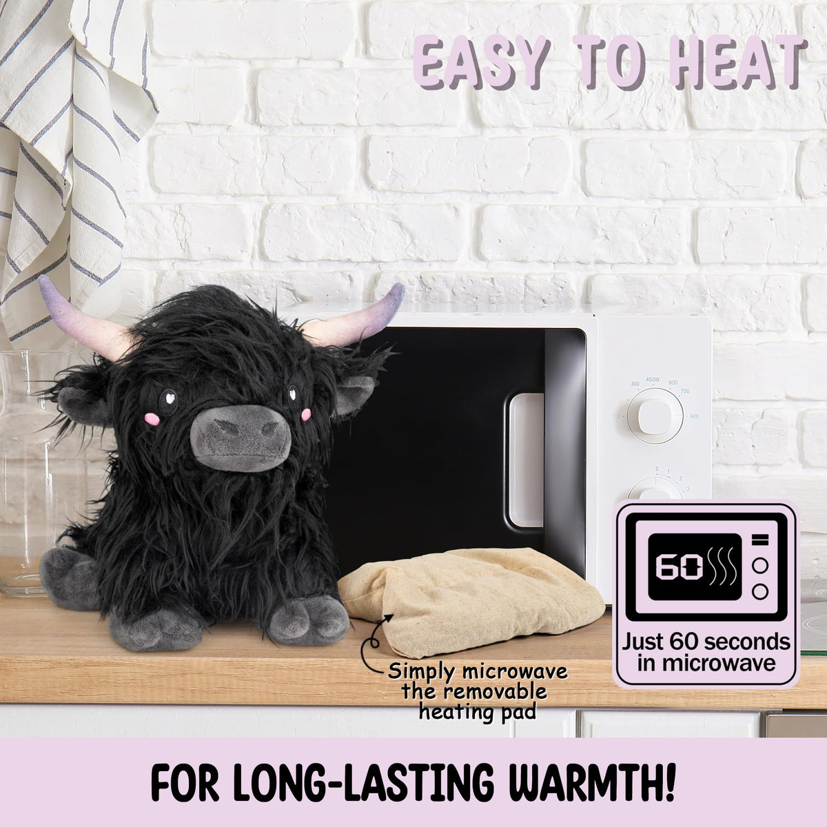Happy Fuel Highland Cow unscented filling closeup emphasizes natural beads for balanced heat