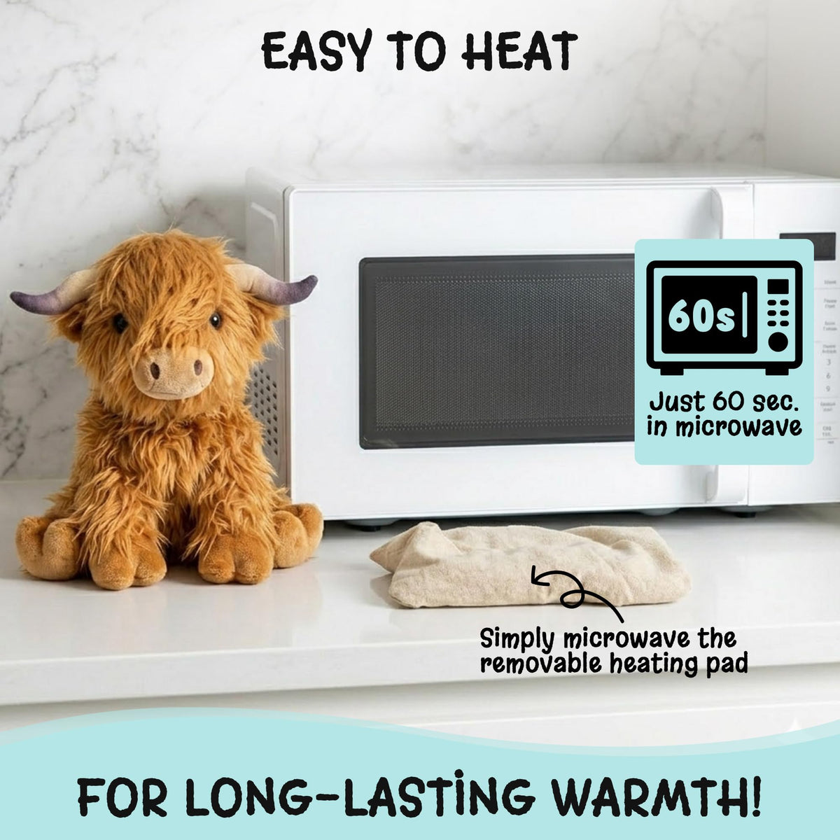 Happy Fuel Highland Cow cuddle companion delivering warm comfort for kids.