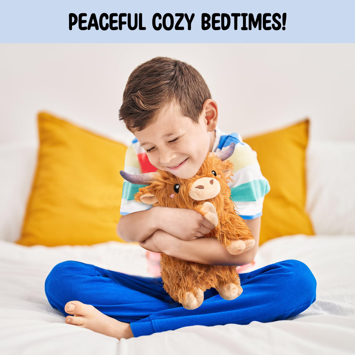 Cozy bedtime companion: Highland Cow heating pad for relaxation.