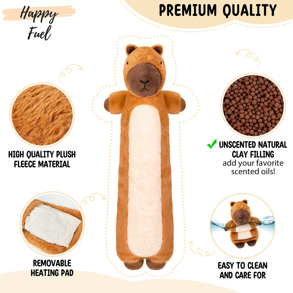 Happy Fuel weighted capybara snuggle plush for comforting moments