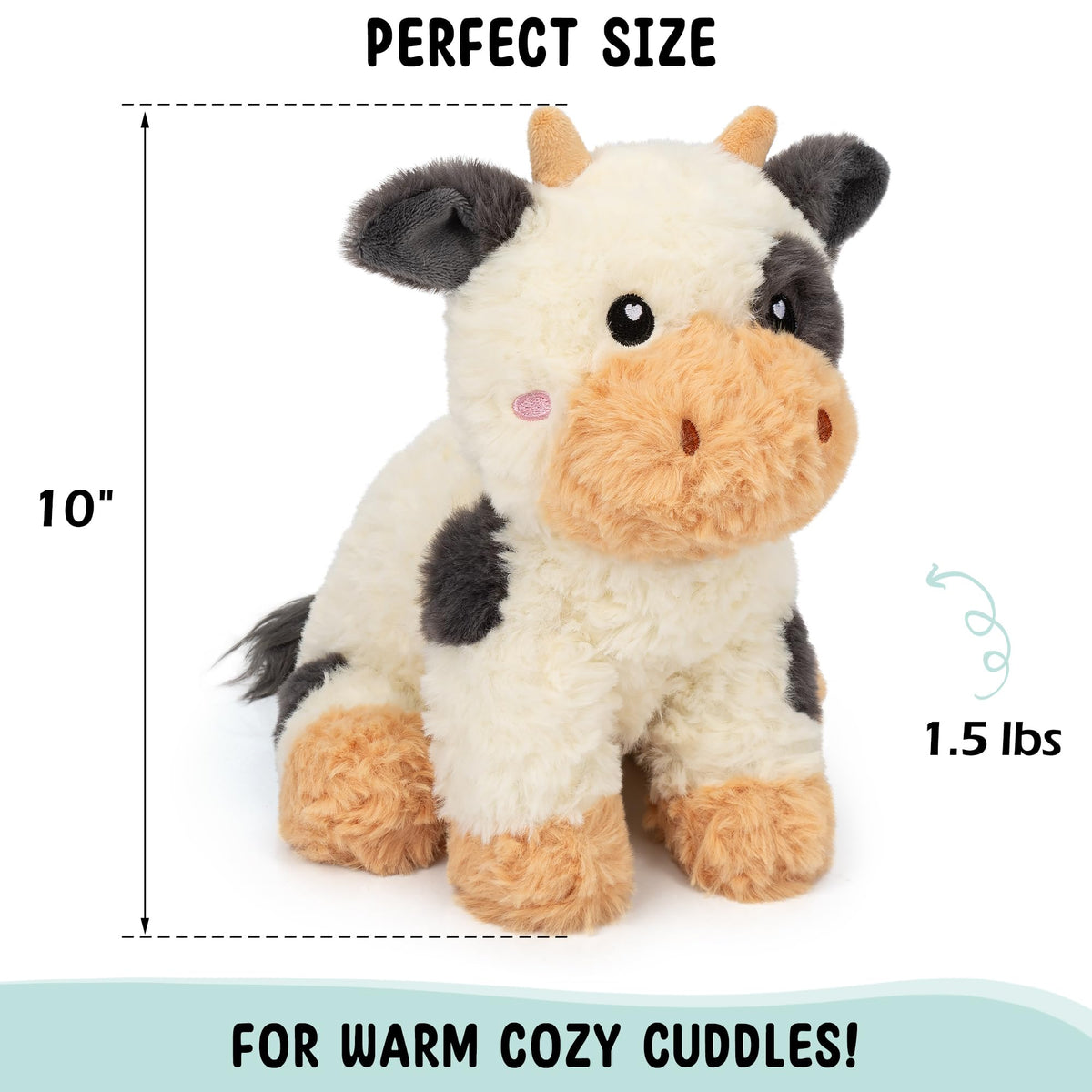 Happy Fuel weighted cow plush offers cozy support for restful evenings.