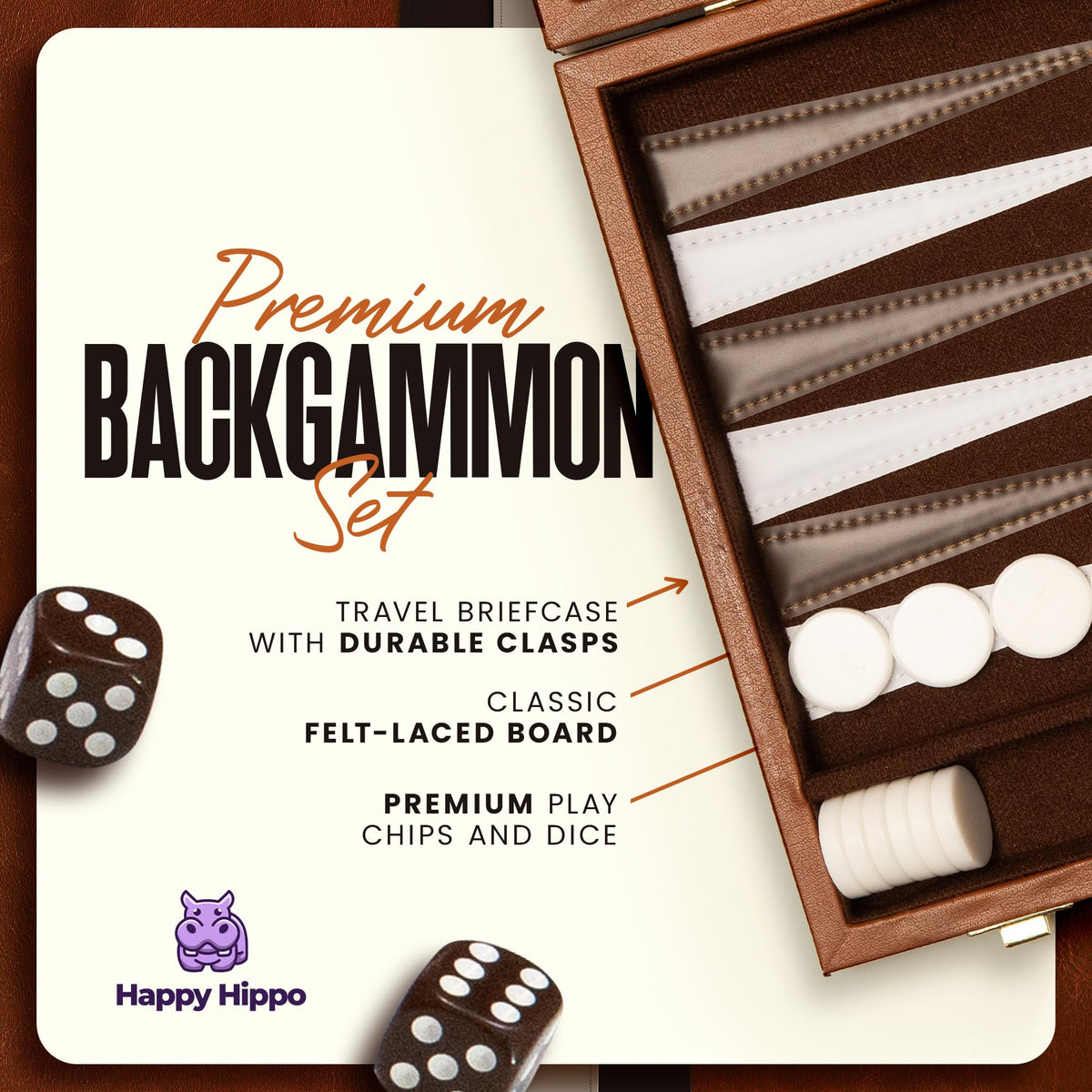 Happy Hippo complete backgammon set with all components
