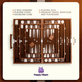 Happy Hippo backgammon dice set with smooth throws for confident moves