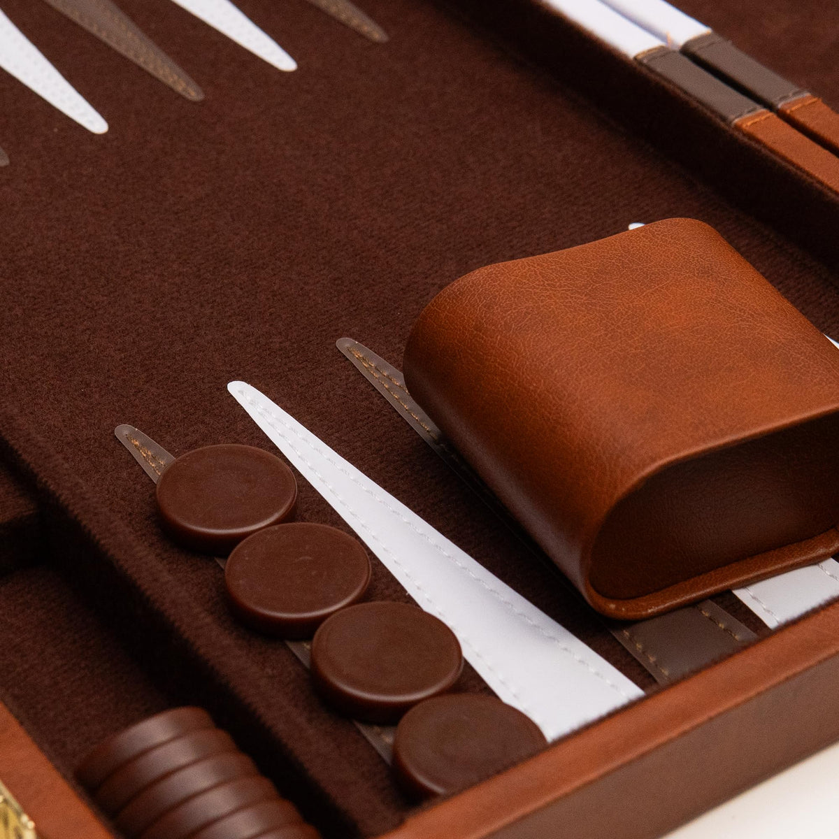 Happy Hippo backgammon felt interior close-up for smooth dice action