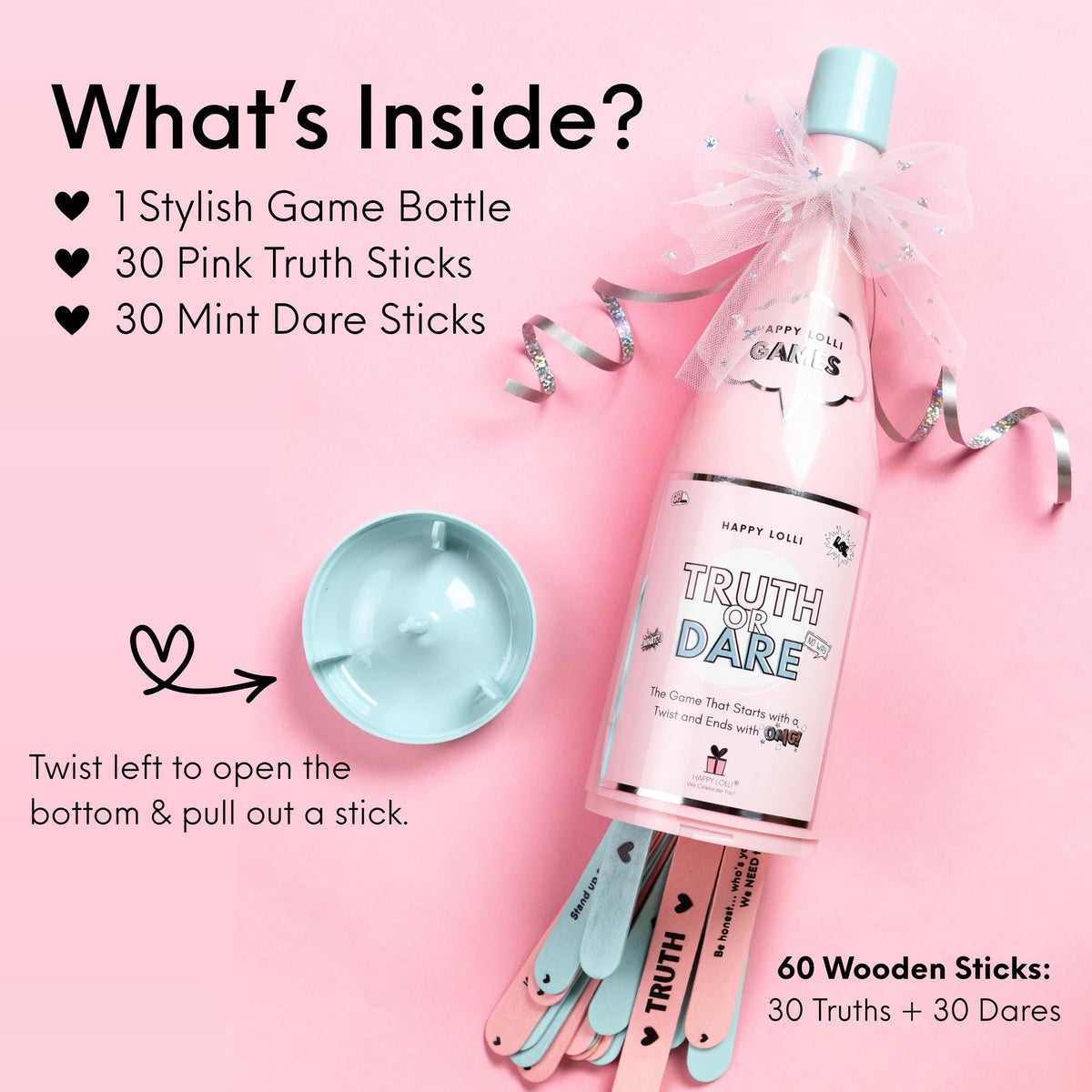Happy Lolli truth sticks pink pack promotes lighthearted, age-appropriate conversation and confidence.