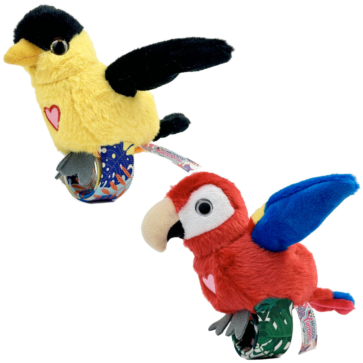 Happy Yappers Oriole on the wrist slap-bracelet for portable interactive play
