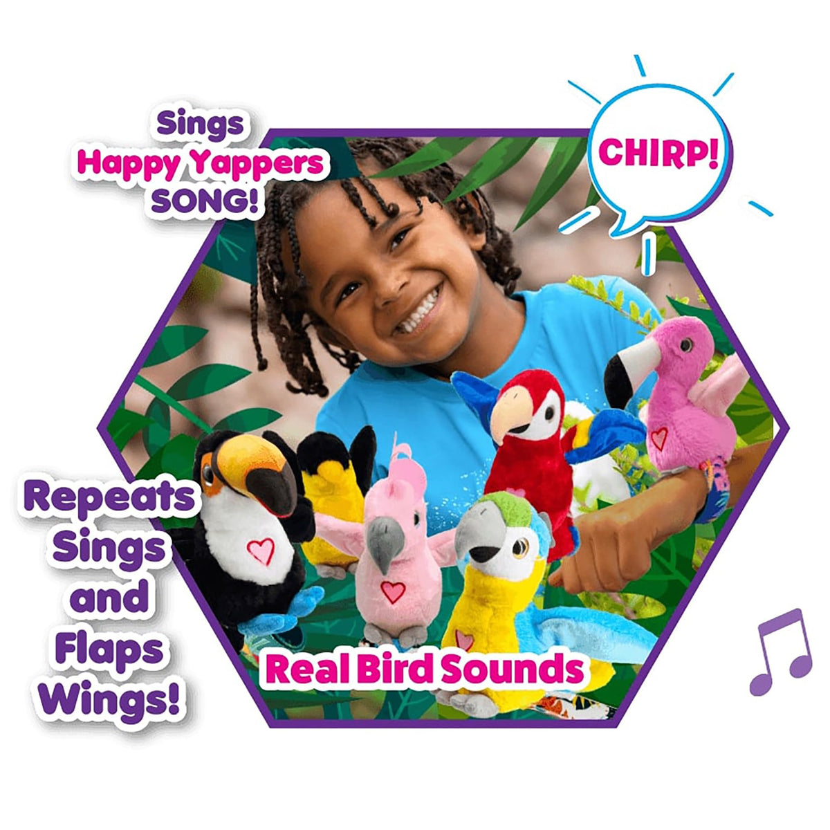 Happy Yappers Oriole flaps wings with touch-responsive sounds