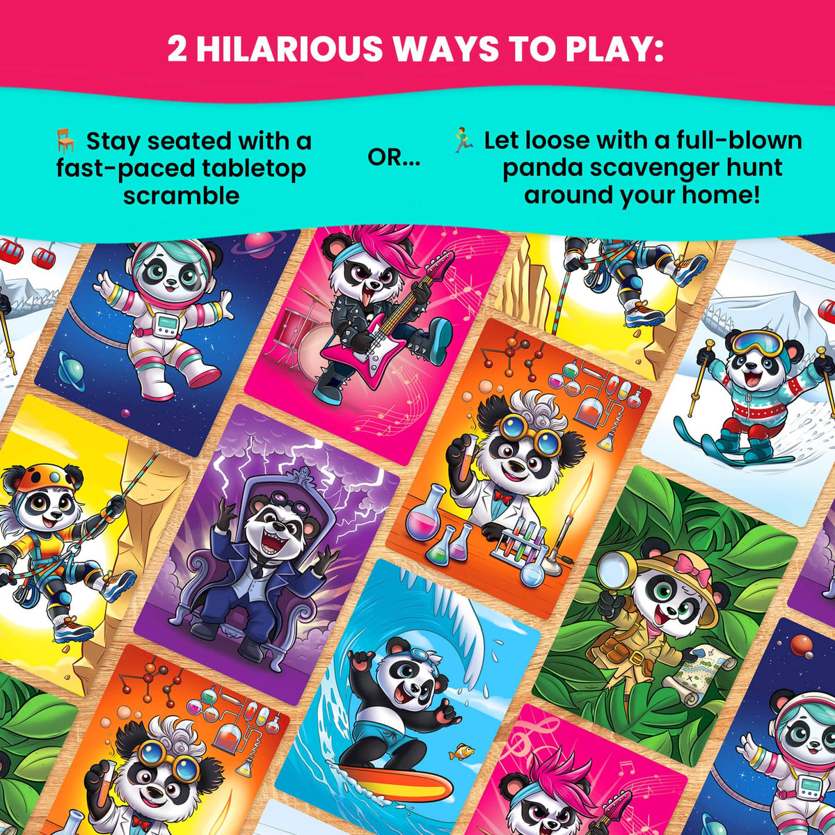 Happy Yeti Pandamonium box front showcases the playful chaos awaiting families.