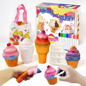 HAPPYFOAM ice cream squishies kit packaging shows vibrant colors for creative play.