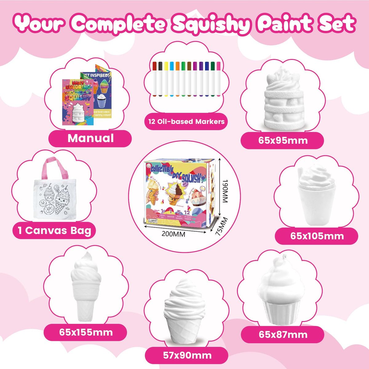 HAPPYFOAM paint-your-own squishies kit with markers enables colorful, mess-free crafting.