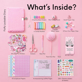 HAPPY LOLLI lockable diary cover with glitter finish for personal notes and privacy