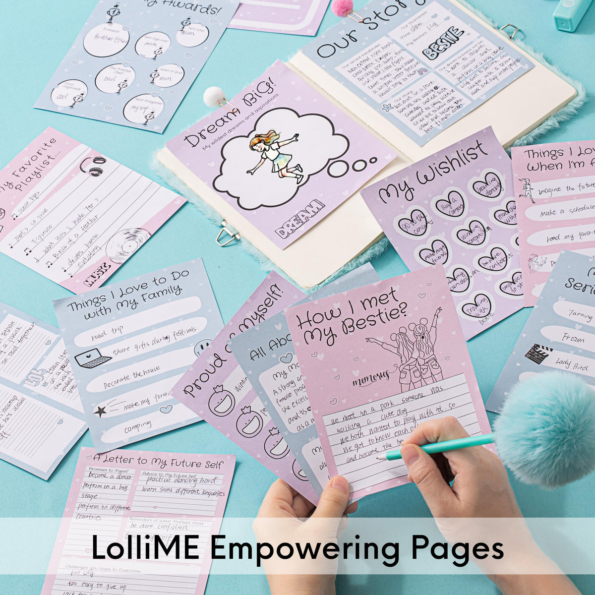 HAPPY LOLLI Mint LolliME pom-pom pen adds tactile fun to journaling sessions.