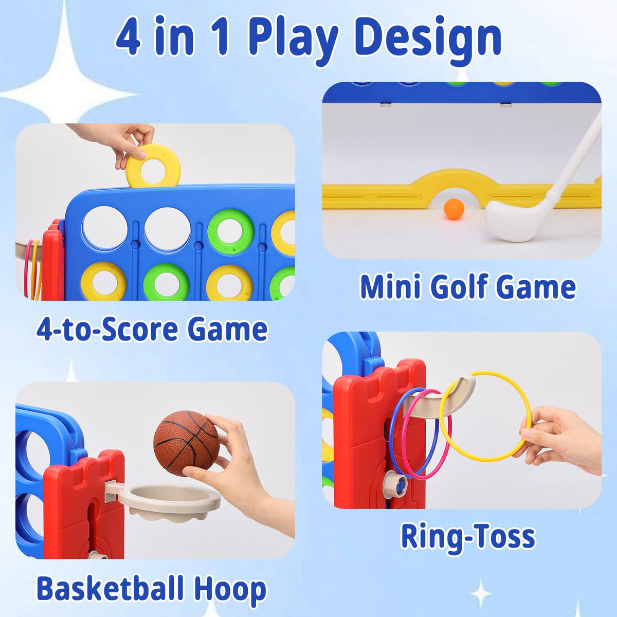 HAPPYMATY adjustable-height-frame ready for kids and adults to play together