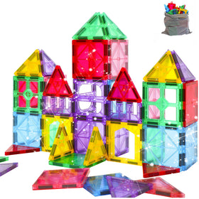 HAPPYMATY antibacterial magnetic tiles 32-piece set on table promote creative, safe play.