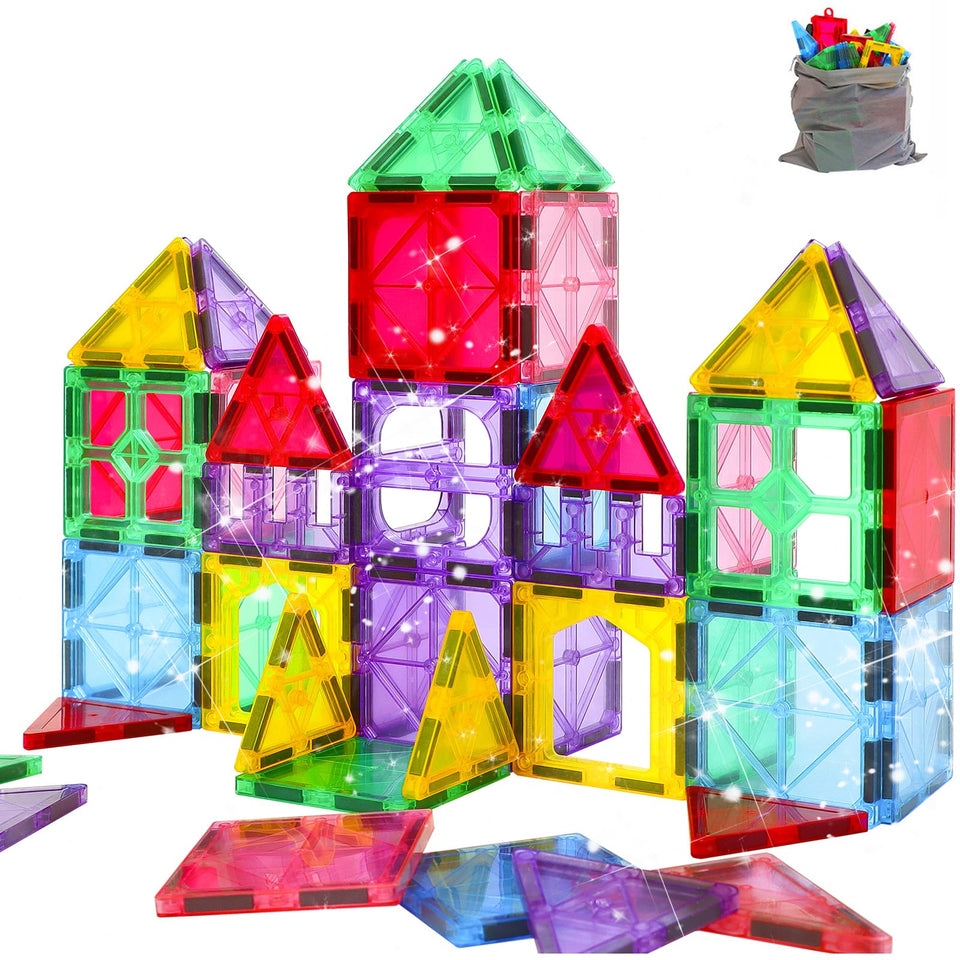 HAPPYMATY antibacterial magnetic tiles 32-piece set on table promote creative, safe play.