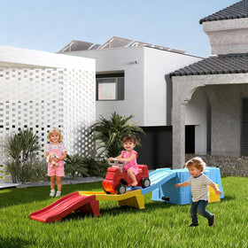 HAPPYMATY Indoor/outdoor playset supports imaginative, active family fun.