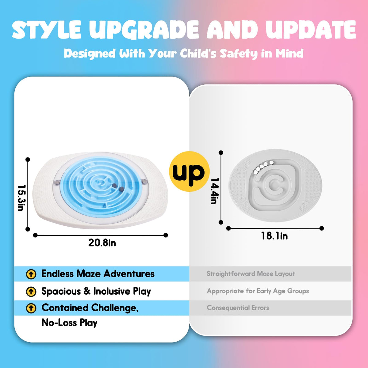 HAPPYMATY Maze Balance Board dual non-slip surfaces for safe training.