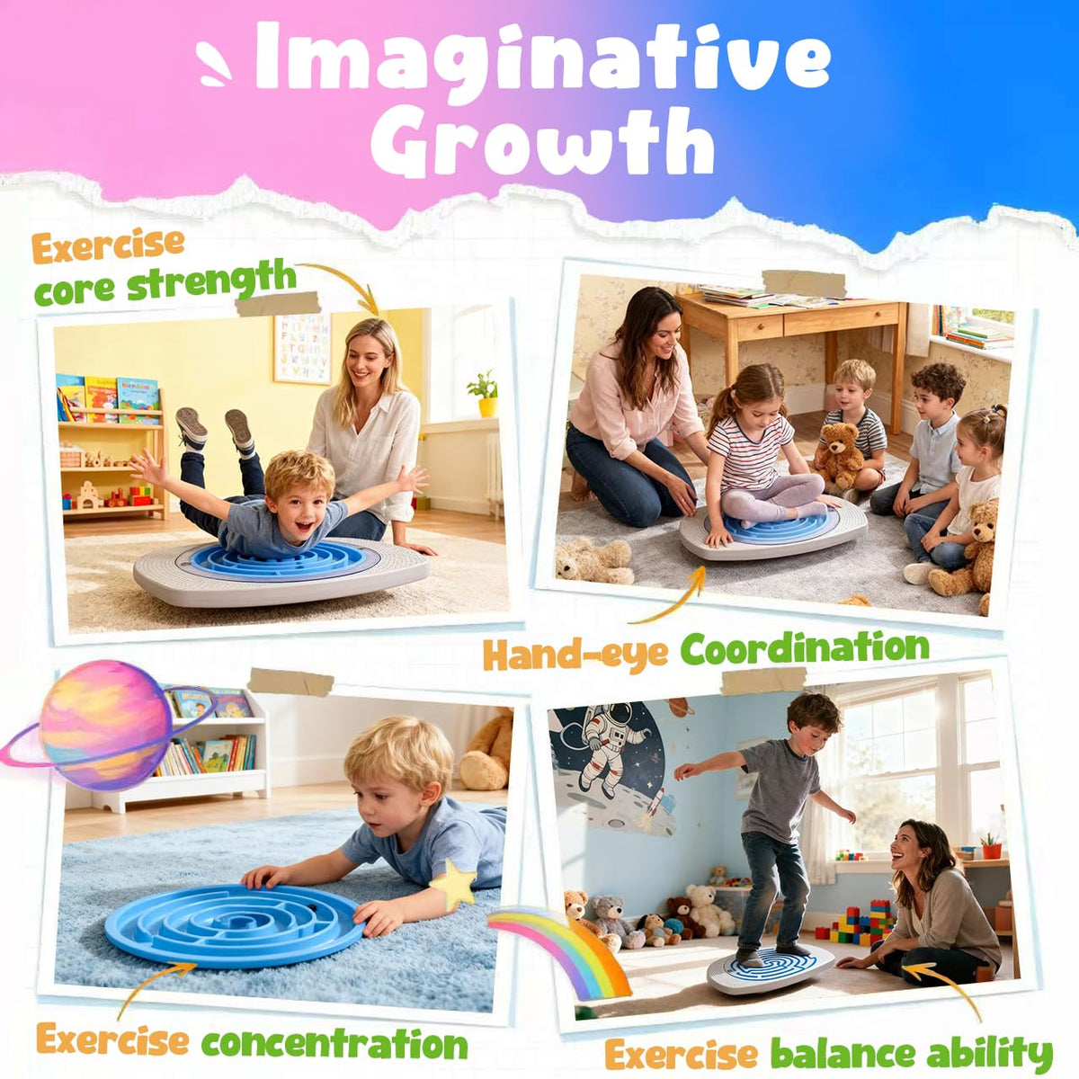 HAPPYMATY Maze Balance Board safety-core design supports sturdy, long practice sessions.