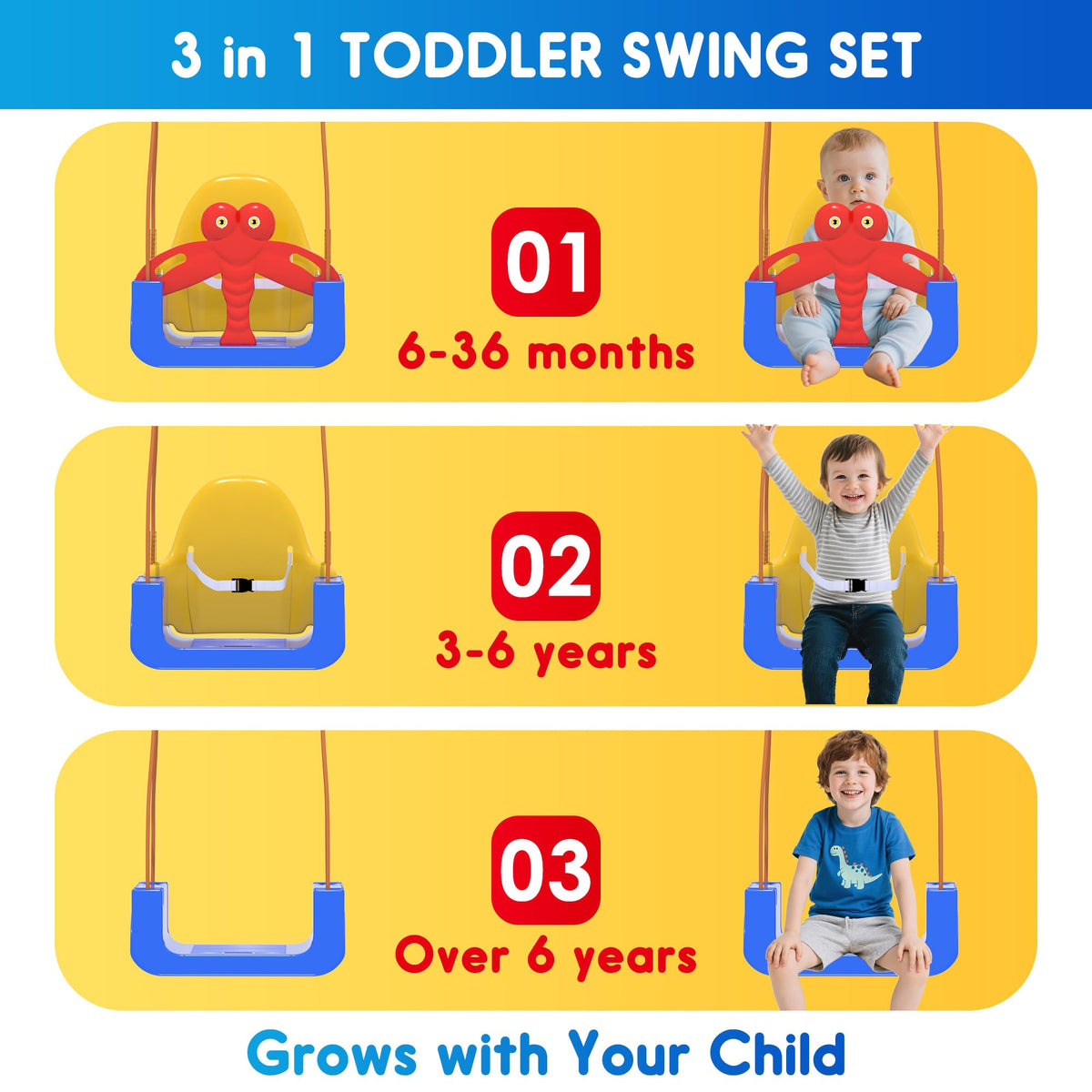 HAPPYMATY safety harness close-up highlighting secure baby swing