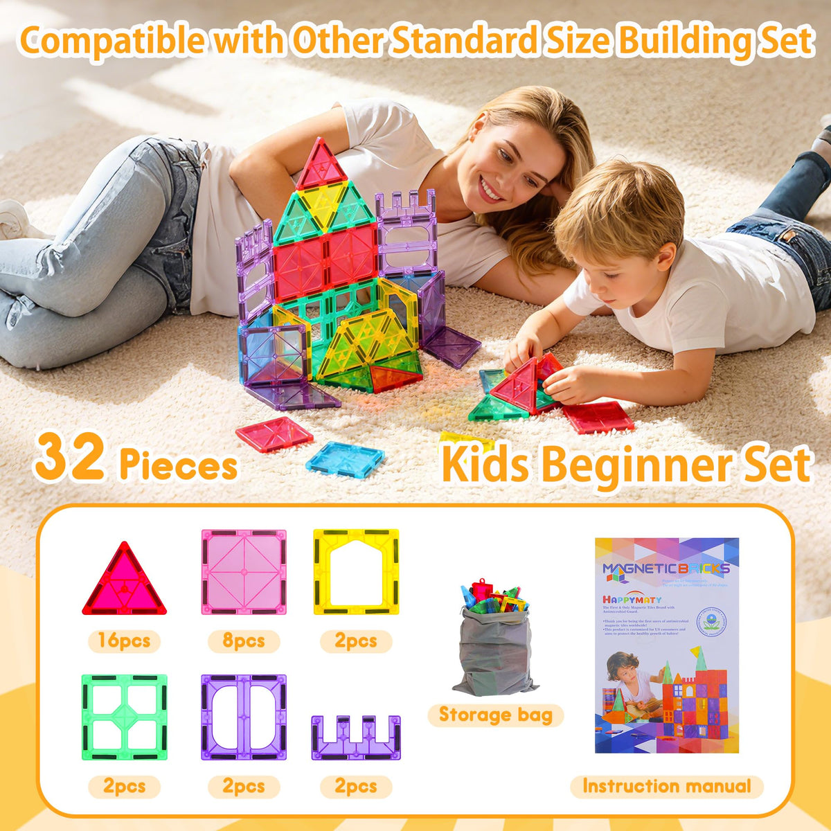 HAPPYMATY magnets securely hold creations with strong connections.