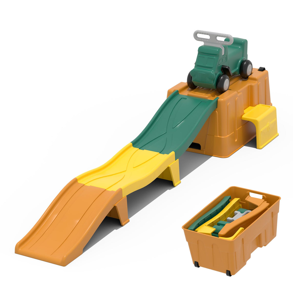 HAPPYMATY Up & Down Roller Coaster track for smooth climbs and descents.
