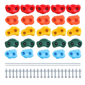 HAPPY MOTTE 25 colorful holds provide vivid grip options for kid-friendly climbing walls.