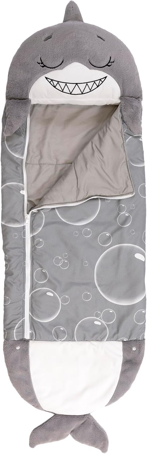 Happy Nappers Grey Shark pillow for playtime and travel comfort.
