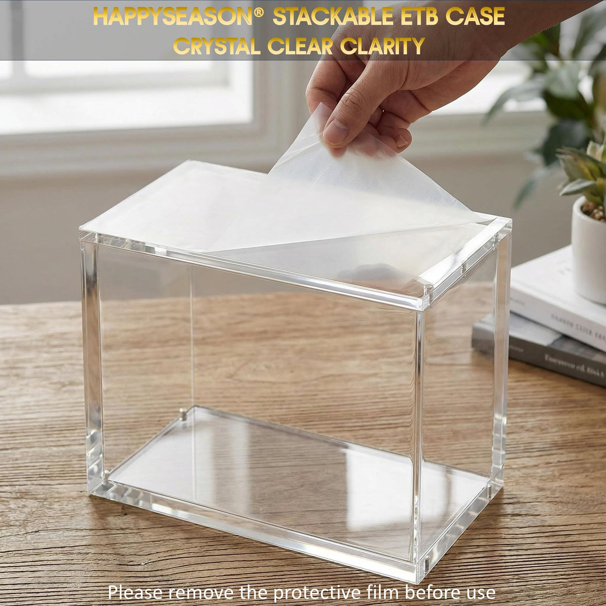 Happyseason ETB acrylic case protects from dust and scratches during display.