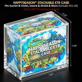 Happyseason ETB acrylic case top magnet lid keeps your box secure.