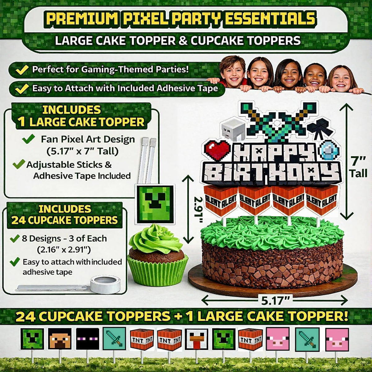 HappySet Pixel Tablecloth: durable, wipe-clean table cover for play-filled celebrations.
