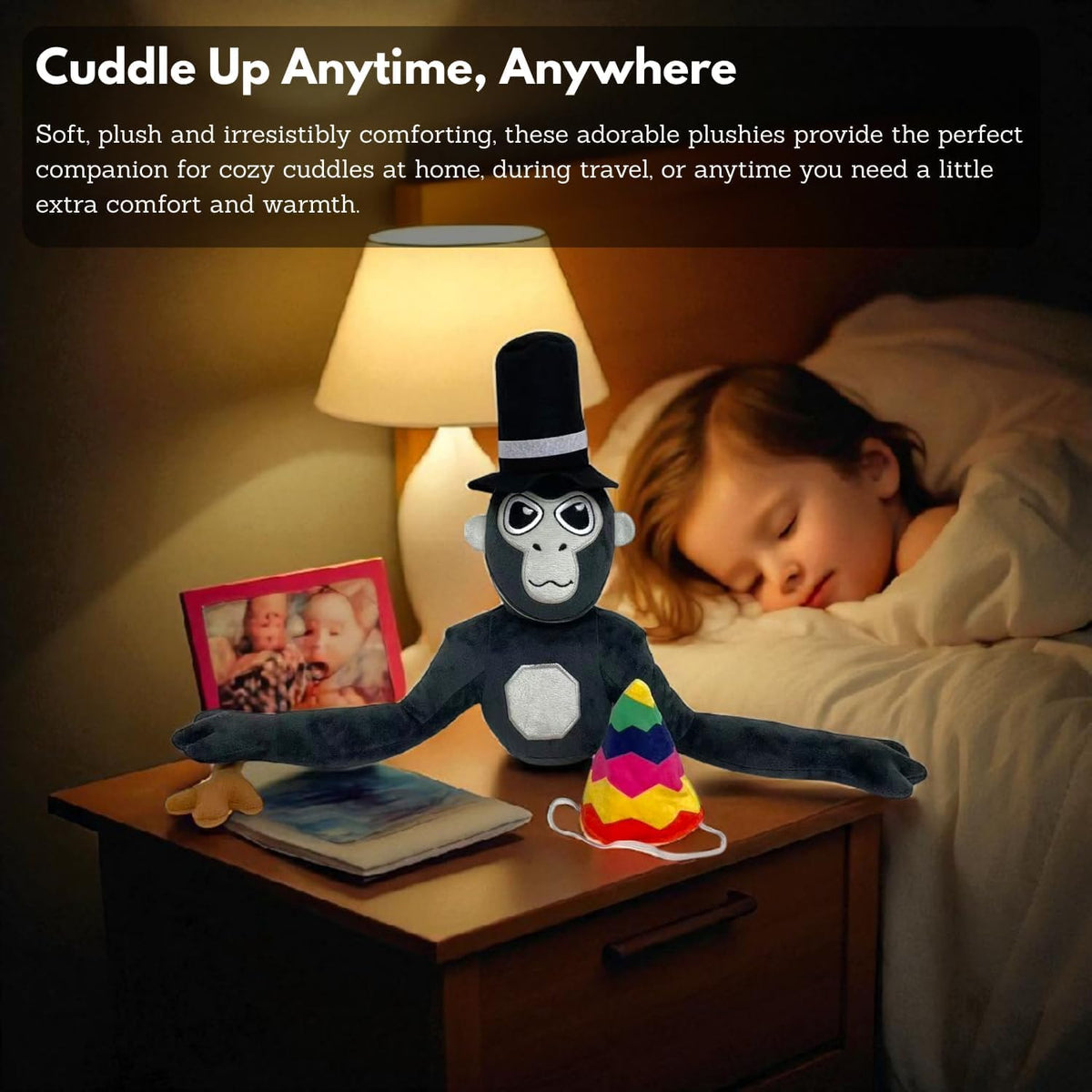 HappyToy Kid black plush buddy perfect for storytelling and group games