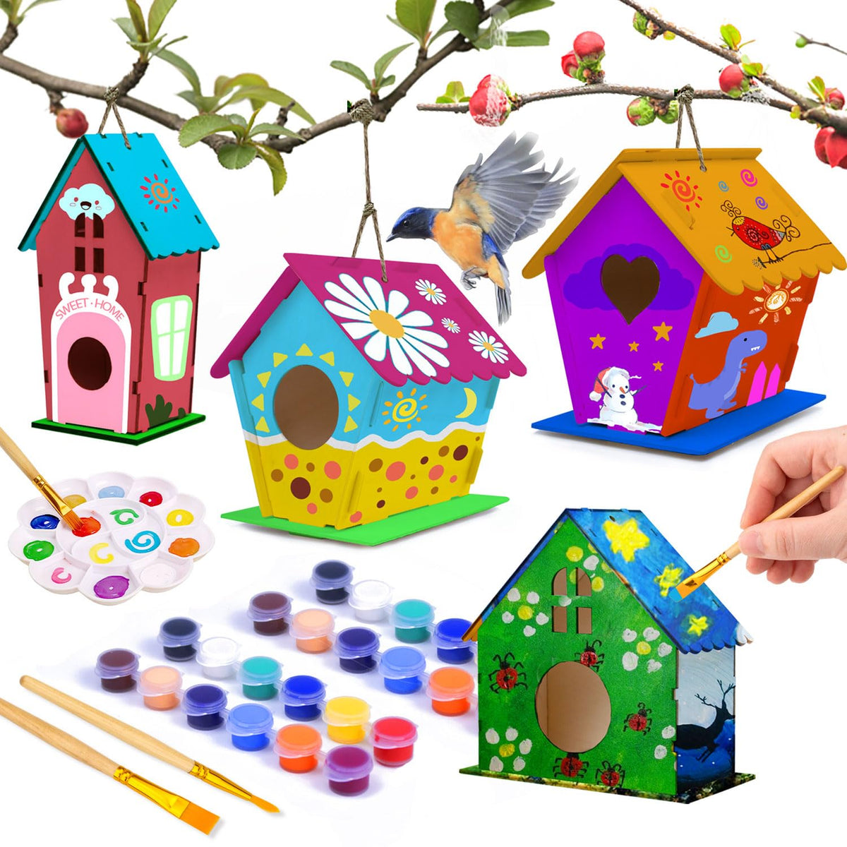 hapray birdhouse kit with unassembled pieces for kids to build and decorate