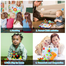 HAPTIME Design Drill Toy Colorful pieces boost color identification and dexterity.