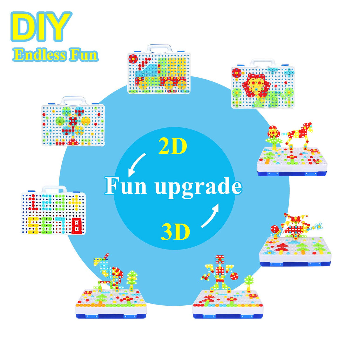HAPTIME Design Drill Toy Helicopter pattern offers 3D building fun and sequencing.