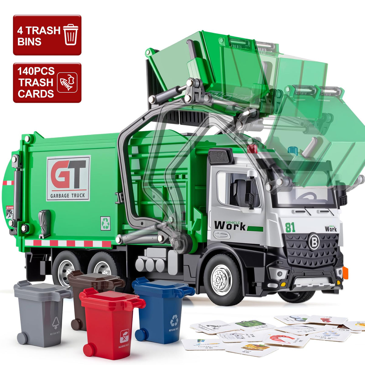HAPYAD garbage truck with lights and sounds for immersive play