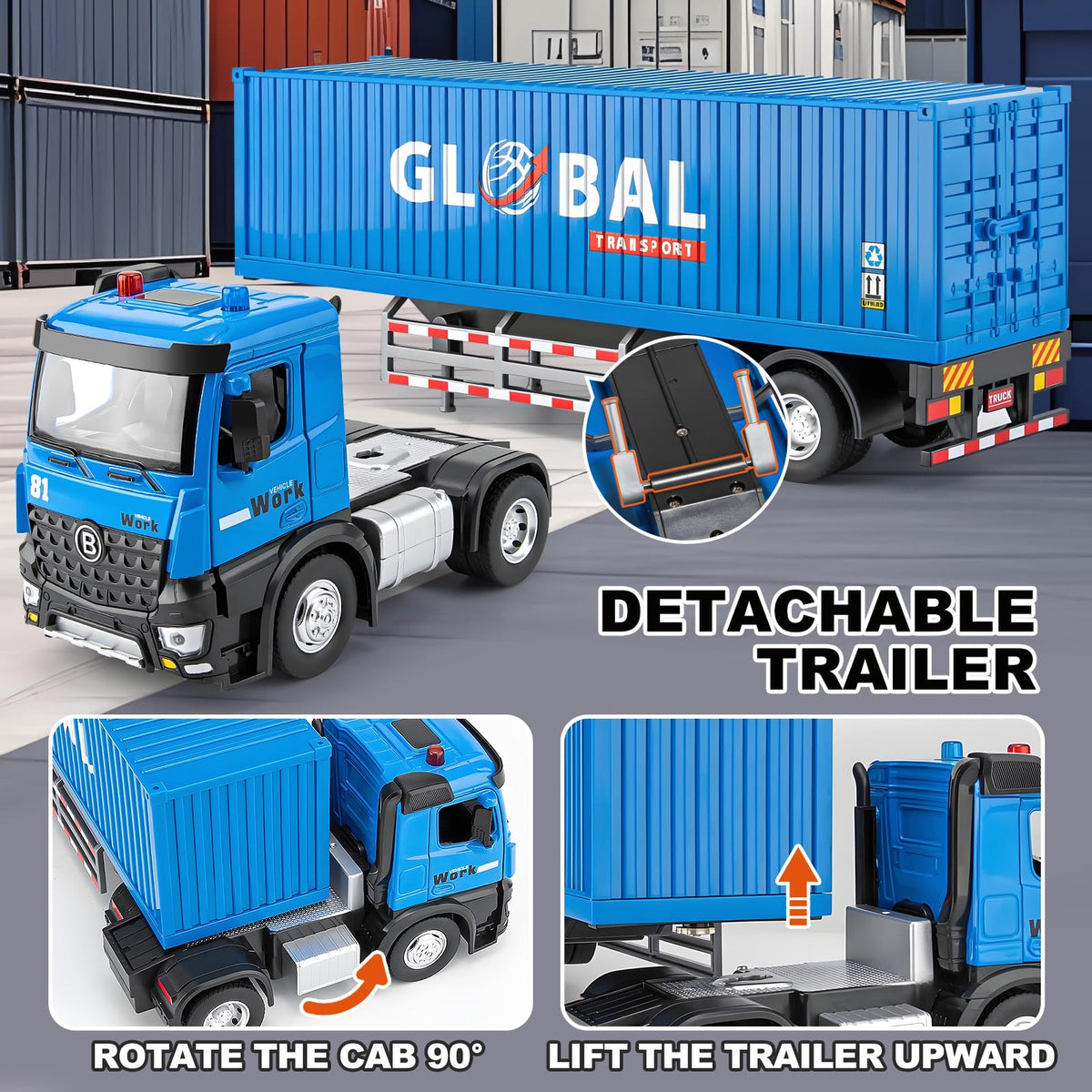 HAPYAD rugged cab with rubber tires for durability during play.