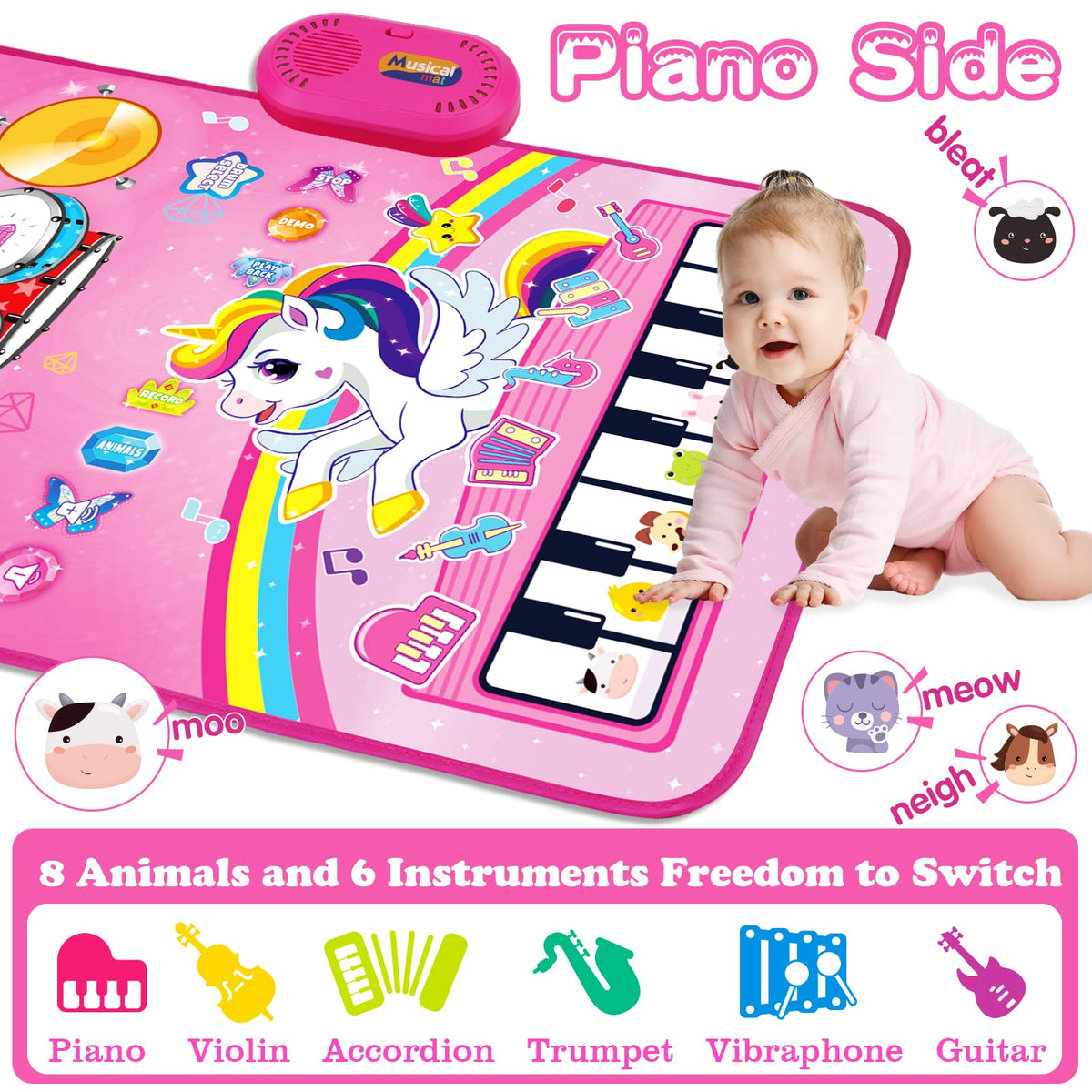 Hapyland music mat drum side with sticks for rhythmic play.