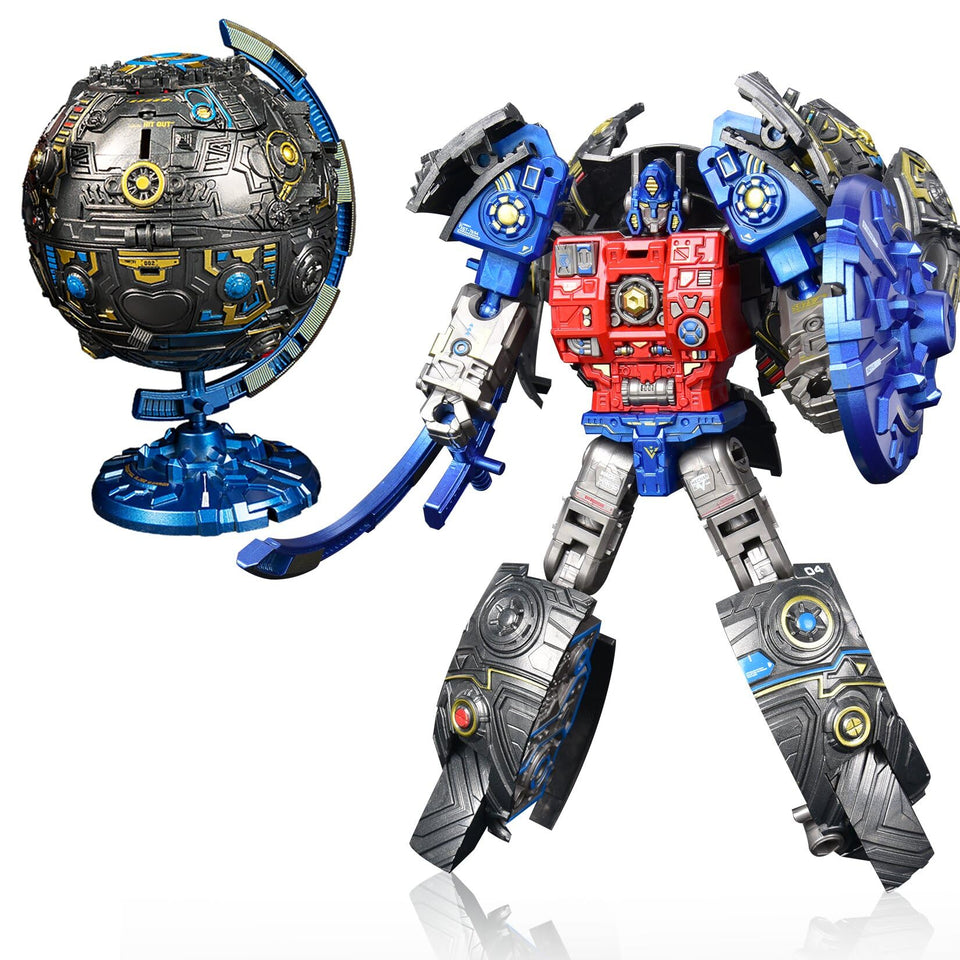Hapystar Globe transforming toy globe morphs into a robot for imaginative play.