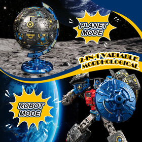 Hapystar Globe-robot figure T13 demonstrates hands-on transformation and creativity.