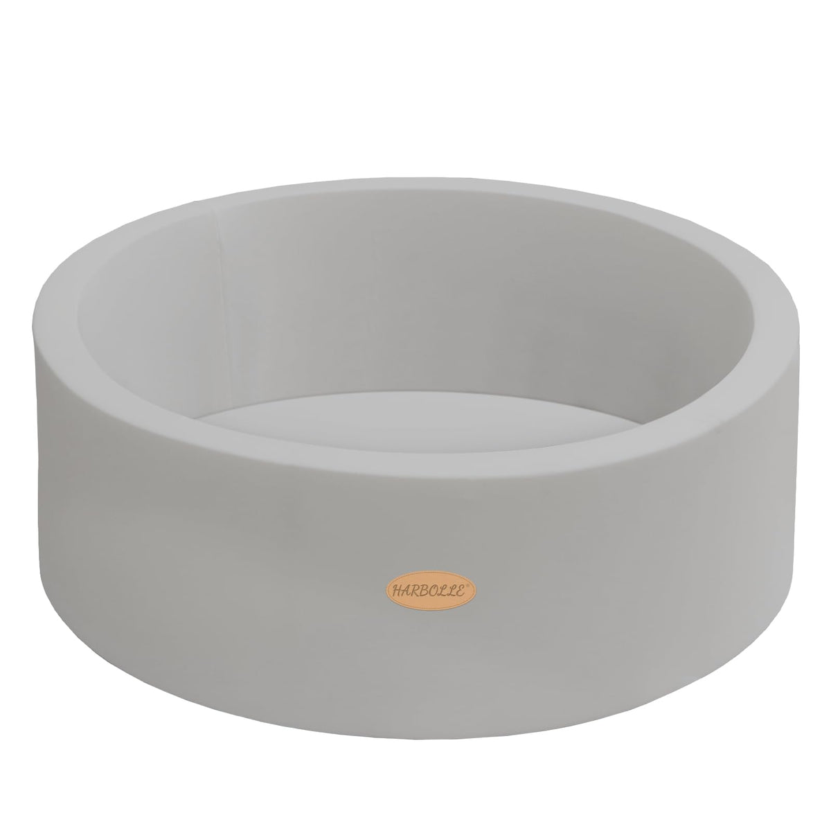 HARBOLLE gray ball pit outer view shows a durable round design for versatile play