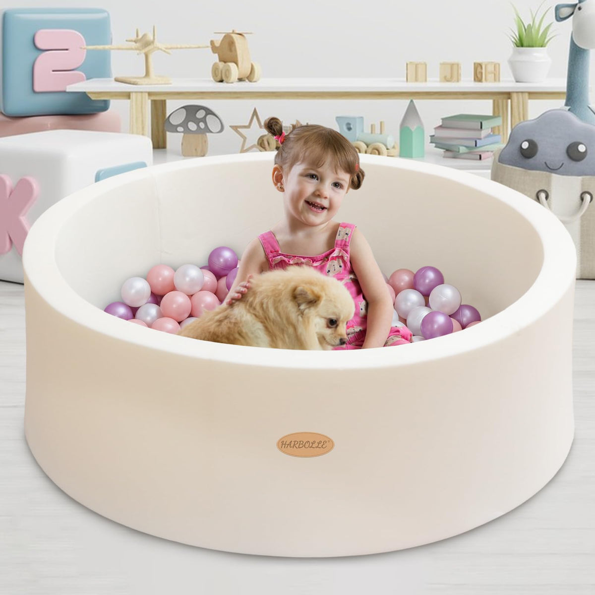 HARBOLLE white ball pit complements modern room decor