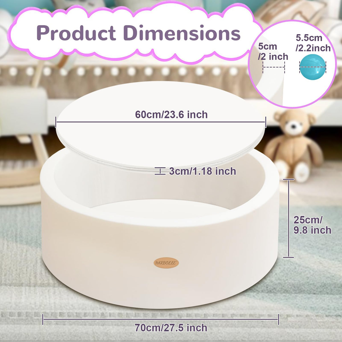 HARBOLLE ball pit vacuum-seal design aids compact packaging and setup.
